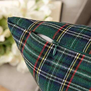 MIULEE Christmas Set of 2 Scottish Tartan Plaid Throw Pillow Covers Farmhouse Classic Decorative Cushion Cases forDecor Sofa Couch 12x20 Inch, Green