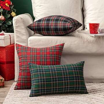 MIULEE Christmas Set of 2 Scottish Tartan Plaid Throw Pillow Covers Farmhouse Classic Decorative Cushion Cases forDecor Sofa Couch 12x20 Inch, Green