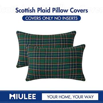 MIULEE Christmas Set of 2 Scottish Tartan Plaid Throw Pillow Covers Farmhouse Classic Decorative Cushion Cases forDecor Sofa Couch 12x20 Inch, Green