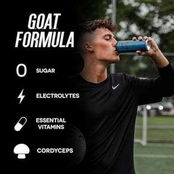 New G.O.A.T. Fuel® Energy Drink - Sugar-Free Pre-Workout Energy- Increase Mental and Physical Performance - With Cordyceps Mushrooms, BCAAs and Electrolytes (Pack of 12) (Blueberry Lemonade)