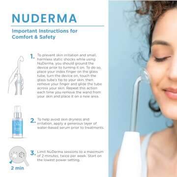 NuDerma Clinical Skin Therapy Wand - Portable Skin Therapy Machine w 6 Fusion Neon + Argon Wands – Anti Aging - Clarifying - Skin Tightening & Radiance - Wrinkle Reducing