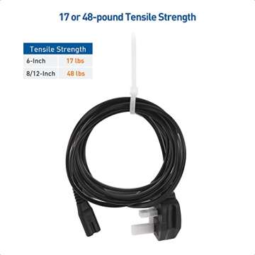 Cable Matters 200-Pack Cable Ties for Indoor and Outdoor, 6, 8, 12-Inch Self-Locking Nylon Zip Ties Assorted Sizes, Wire Ties, Tie Wraps for Multiple Use, Self Locking Zipties, in Black and White