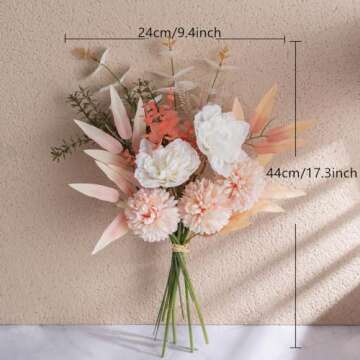 KIRIFLY Artificial Fake Flowers Plants Silk Flower Arrangements Wedding Bouquets Decorations Plastic Floral Table Centerpieces for Home Kitchen Garden Party Décor (Champagne)