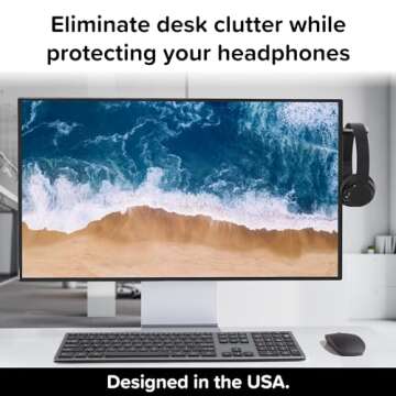 TotalMount Monitor Stand for Headphones and Headsets (Premium-Grade Holder Saves Desk Space and Protects Headphones)