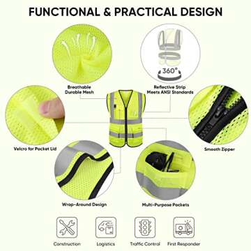 TICONN Reflective Safety Vest Class II for Adults