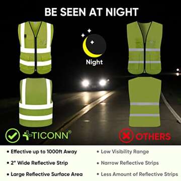 TICONN Reflective Safety Vest Class II for Adults