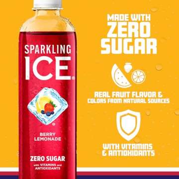 Sparkling Ice, Berry Lemonade Sparkling Water, Zero Sugar Flavored Water, with Vitamins and Antioxidants, Low Calorie Beverage, 17 fl oz Bottles (Pack of 12)