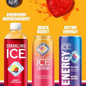 Sparkling Ice, Berry Lemonade Sparkling Water, Zero Sugar Flavored Water, with Vitamins and Antioxidants, Low Calorie Beverage, 17 fl oz Bottles (Pack of 12)