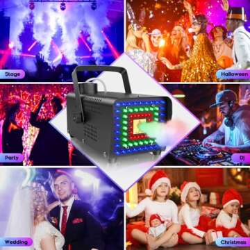 Fansteck Fog Machine, Smoke Machine with 72 LED Lights Effect, 500W and 2000CFM Fog with Wireless Remote Control, Perfect for Indoor Outdoor Wedding, Halloween, Party and Stage Effect