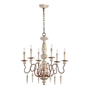 Six Light Manchester Grey W/Rust Accents Up Chandelier