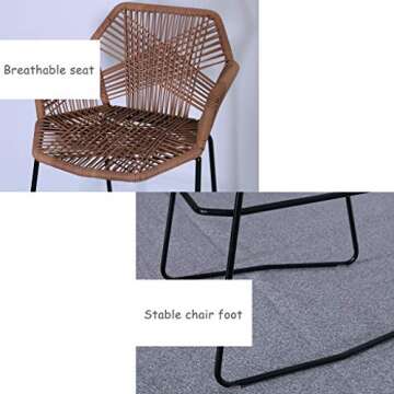 Classic Elegant Home Décor Leisure Hand-Woven Rattan Seat Barstools Bar Chairs, 65cm/75cm Modern Design