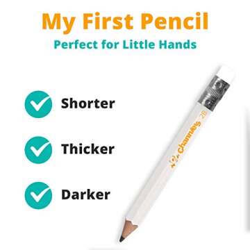 Channie's My First Pencil, Easy-to-Hold Jumbo Pre Sharpened Pencils #2 for Preschoolers, Kindergarteners & 1st Graders, White Wooden 2B Fat Pencils for Kids Ages 3-7, Pack of 2 (5 Each) & Sharpener