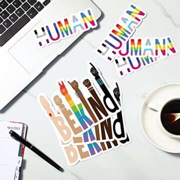 Be Kind Stickers Pride Stickers Human Rainbow Pride Decals for Cars Be Kind Sign ASL Mark Auto Truck Bumper Wall Laptop(24)