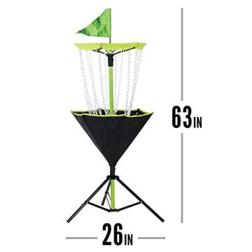 Franklin Sports Disc Golf Basket + Discs Set - Portable Disc Golf Target Basket with Chains - 3 Discs Included - Driver, Mid-Range + Putter