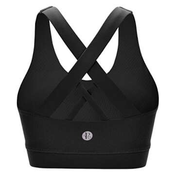 RUNNING GIRL Sports Bra for Women, Criss-Cross Back Padded Strappy Sports Bras Medium Support Yoga Bra with Removable Cups(WX2353D.Black.XS)