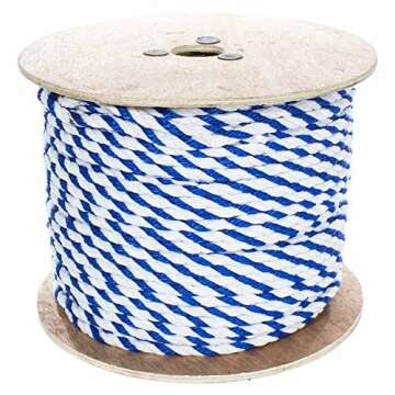 West Coast Paracord Twisted Polypropylene Pool Rope - 3 Strand Polypro Cord - Lightweight Utility Rope for Safety Lines, Pool Lanes - Blue and White (1/2 Inch x 10 Feet)