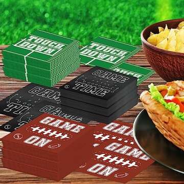 120pcs Football Party Napkins Supplies Disposable Football Birthday Paper Napkins Set Decorations for Sport Events Football Frenzy Game Time Tailgate Party Favors, 3 Design