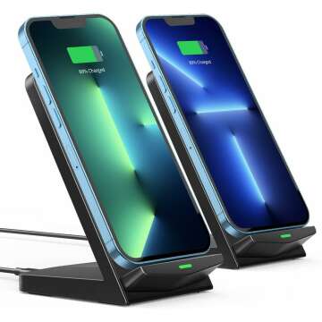 15W Wireless Charger 2 Pack - Fast Charging for iPhone & Galaxy