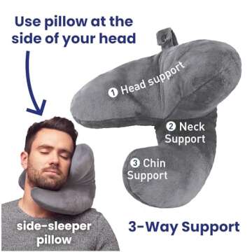 J-Pillow | Travel Pillow | Travel Pillows for Airplanes | British Invention of The Year | Travel Neck Pillow | Travel Accessories | Neck Pillow | Easy-to-Carry | Silver