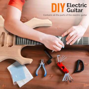 Glarry DIY Electric Guitar Kit, 6 Strings Guitar Kit with Mahogany Wood Body Maple Neck for Beginner, All Components Included Build Your Own Guitar (Burning Fire)