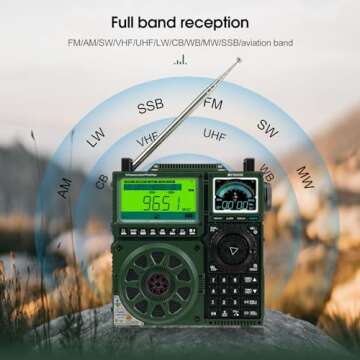 Retekess TR113 Shortwave Radio, FM MW SW LW WB AIR CB SSB Full Band Radio with APP Control, Extra Antenna, TF, Dual Display, Rechargeable Ham Receiver