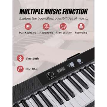 UISCOM 88 Key Semi-weighted Electronic Keyboard Piano,Full Size Digital Piano Portable Keyboard with Stand, Sustain Pedal, Power Supply，MIDI/USB/MP3 Function for Beginners at Home/Stage（Black）