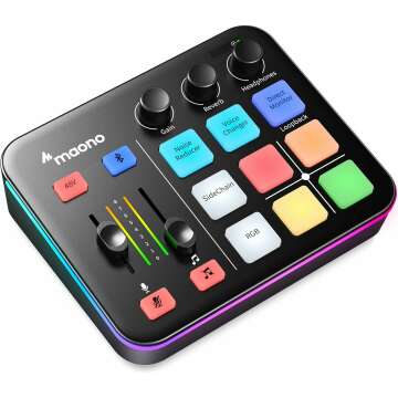 MAONO Gaming Audio Mixer with Bluetooth & Pro Preamp for Live Streaming