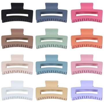 Sisiaipu 12 Pcs Colorful Medium Hair Clips - Versatile Jaw Clips for All Hair Types