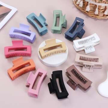 Colorful Medium Hair Clips - Sisiaipu 12 Pcs