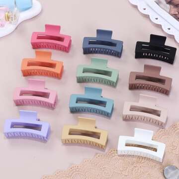 Colorful Medium Hair Clips - Sisiaipu 12 Pcs