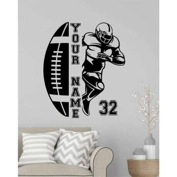 Personalized Custom Football Wall Sticker Decal Sport Player Jerseys - Personalized Choose Your Name & Numbers / Man-Caves, Playroom Kids Bedroom (Designs 5)