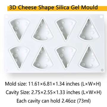 OCPO KITCHEN Cheese Silicone Baking Mold for Mousse Cake, CheeseCake, French Dessert, Pastry, Chocolate, Ice Cream, Pudding, Cake Decoration Mold, 3D Cheese Shape (8-Cavity)