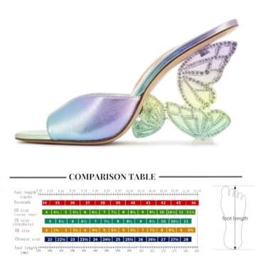 Longwenxuan Sparkling Rhinestone Butterfly Block Chunky Heels Sandals for Women,Women's Glitter Diamond Open Round Toe Peep High Heeled Mules Slip On Sandals Summer Evening Party Prom Dress Shoe Comfortable Casual Pumps