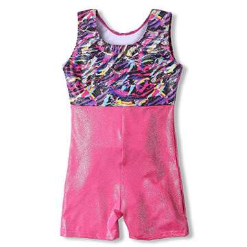 HOZIY Gymnastics Leotards for Girls Kids 5t 5-6 Years Old Biketard Colorful Ribbons