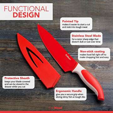 EatNeat 12 Piece Knife Set - Colorful & Ergonomic