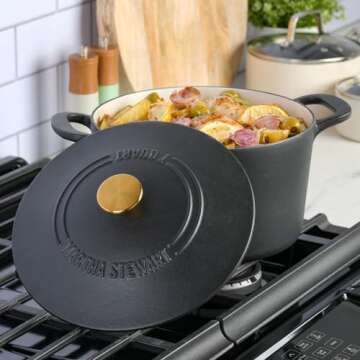 MARTHA STEWART 7QT Enamel Cast Iron Dutch Oven - Matte Black