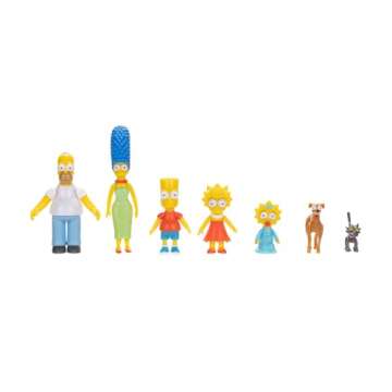 Disney The Simpsons Action Figures Family Multi-Pack 2.5” Scale Figures, Includes Homer, Marge, Bart, Lisa, Maggie, Santa’s Little Helper, and Snowball II