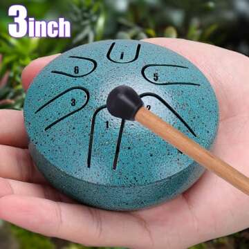 BUSOHA Rain Drum for Outside - 3 Inches 6 Notes Steel Tongue Drum Rain Chime, Drum Rain Chime Waterproof, Rain Drum for Garden Instrument, Mini Hand Drum for Outdoor