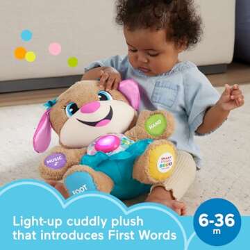 Fisher-Price Baby Learning Toy Laugh & Learn Smart Stages Sis Musical Plush with Lights & Educational Songs for Infants Ages 6+ Months