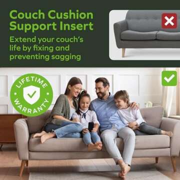 BEN'SHOME® Lifetime Couch Cushion Support [58"-67" x 19.7"] - Heavy Duty 0.5" Thick Solid Wood Boards to Restore Comfort Posture on Sagging Cushions Seat, Fixes and Extends Sofa Life