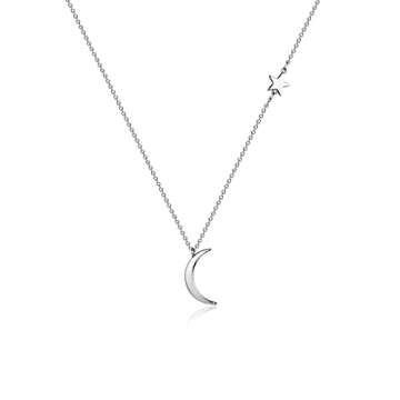 Tasiso Dainty Moon and Star Pendant Necklace Silver Crescent Moon Necklace Delicate Tiny Star Charm Necklace Minimalist Jewelry for Women 46cm