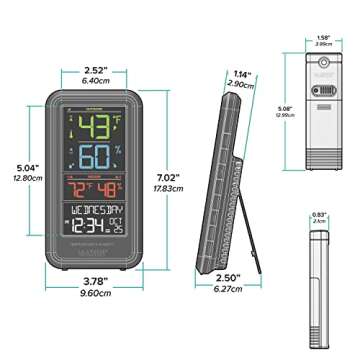 La Crosse Technology Advanced Indoor/Outdoor Temperature & Humidity Monitor with Custom Alerts and Gauge Range of 300 Feet - Calendar Display & Auto-Dim Backlight