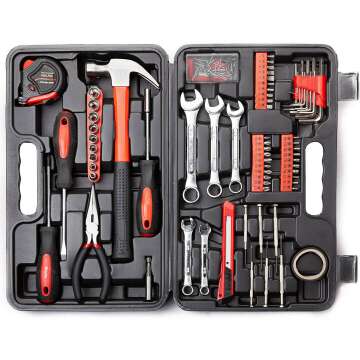 CARTMAN 148Piece Tool Set General Household Hand Tool Kit with Plastic Toolbox Storage Case Socket and Socket Wrench Sets