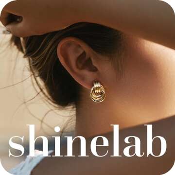 shinelab 14K Gold Plated Chunky Gold Earrings for Women Knot Link Circle Geometric Drop Dangle Earrings Studs Trendy Jewelry