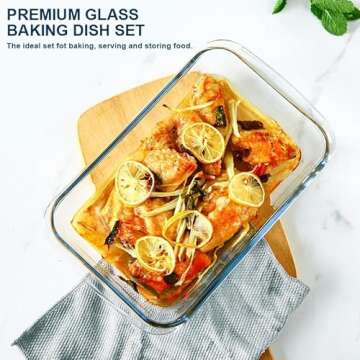 8-Piece Glass Bakeware Set with Lids for Cooking