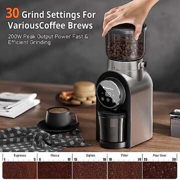 Electric Conical Burr Coffee Grinder, Maestri House 2-in-1 Adjustable Burr Mill with 30 Precise Grind Settings, Stainless Steel Coffee Grinder Electric for Espresso/Pour Over/Cold Brew/French Press