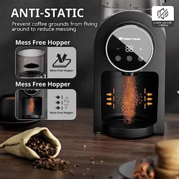 Electric Conical Burr Coffee Grinder, Maestri House 2-in-1 Adjustable Burr Mill with 30 Precise Grind Settings, Stainless Steel Coffee Grinder Electric for Espresso/Pour Over/Cold Brew/French Press