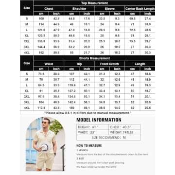 COOFANDY Men's 2 Pieces Shirt Sets Short Sleeve Casual Button Down Hippie T-Shirts Shorts Sets Summer Fashion Beach Outfits