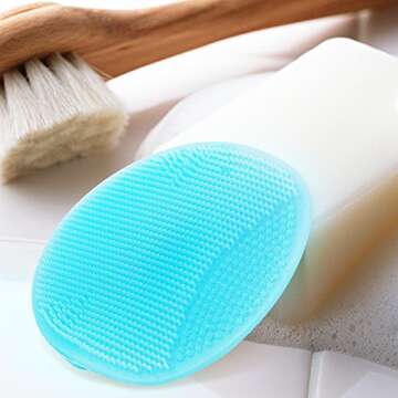 INNERNEED Super Soft Silicone Face Cleanser and Massager Brush Manual Facial Cleansing Brush Handheld Mat Scrubber for Sensitive, Delicate, Dry Skin (Pack of 4)