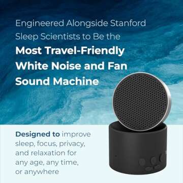 LectroFan Micro2 Non-Looping Sound Machine and Stereo Bluetooth Speaker with White Noise, Fan, and Ocean Sounds for Sleep, Relaxation, Privacy, Study, and Audio Streaming